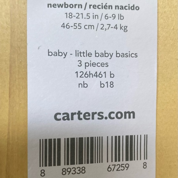 NWT Baby’s 3 piece outfit for Newborn by Carter’s - Picture 5 of 5